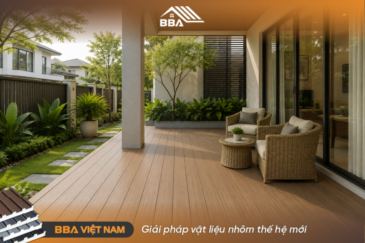 sàn nhựa lõi nhôm ngoài trời